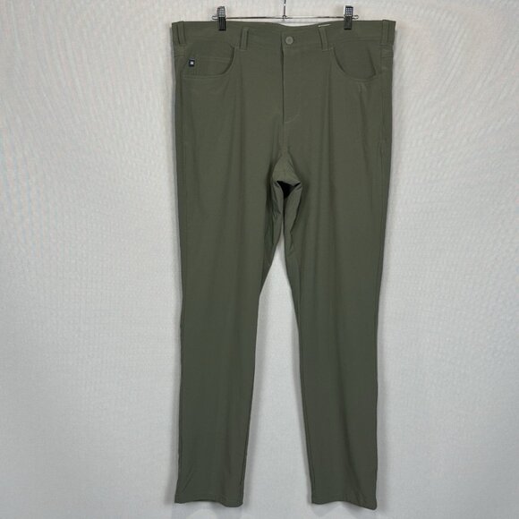 Mizzen Main Helmsman Pants Men 38x32 Olive Green Slim Stretch Performance Golf - Picture 1 of 13